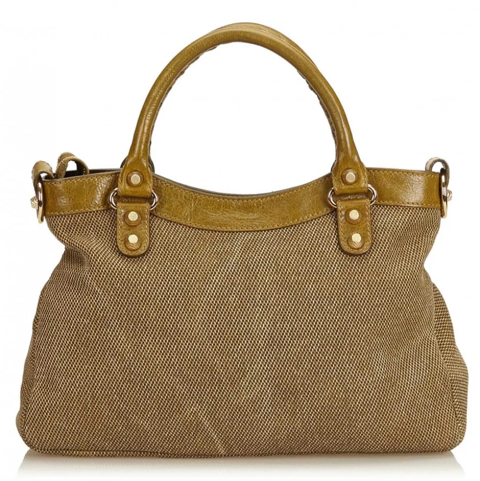 Balenciaga Vintage - Motocross Canvas Giant Town Bag - Brown Beige - Leather and Canvas Handbag - Luxury High Quality - Avvenice