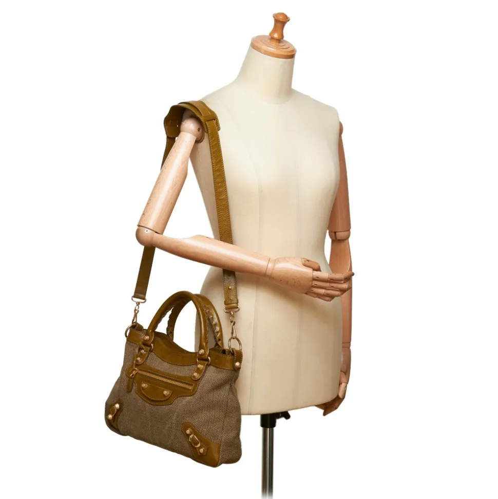 Balenciaga Vintage - Motocross Canvas Giant Town Bag - Brown Beige - Leather and Canvas Handbag - Luxury High Quality - Avvenice