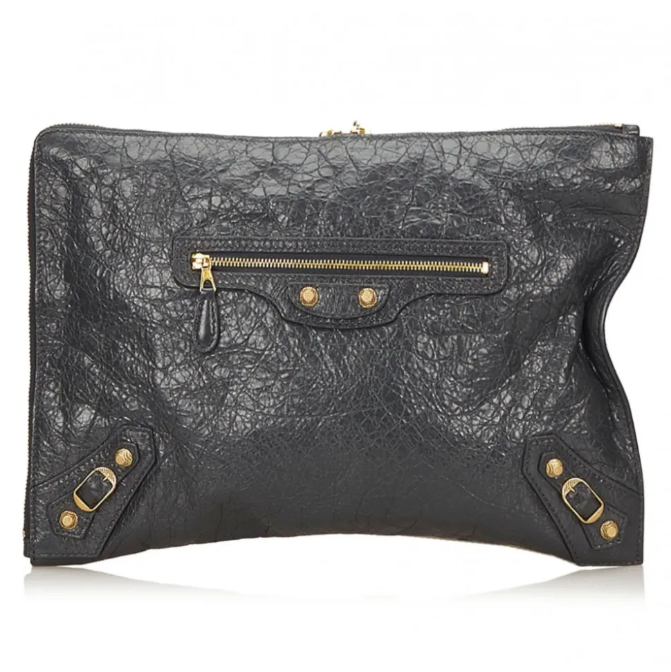 Balenciaga Vintage - Motocross Giant Clutch Arena Bag - Grey - Leather Handbag - Luxury High Quality - Avvenice