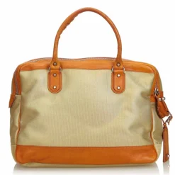 Balenciaga Vintage - Nylon Travel Bag - Brown Beige - Leather and Canvas Handbag - Luxury High Quality - Avvenice