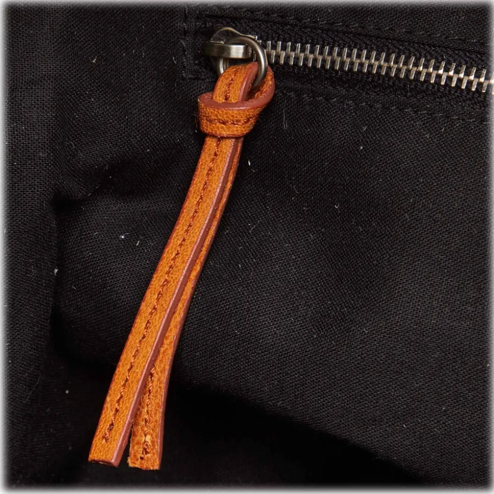 Balenciaga Vintage - Nylon Travel Bag - Brown Beige - Leather and Canvas Handbag - Luxury High Quality - Avvenice