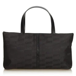 Balenciaga Vintage - Nylon Tote Bag - Black - Leather and Canvas Handbag - Luxury High Quality - Avvenice