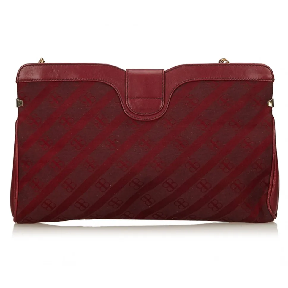 Balenciaga Vintage - Printed Jacquard Chain Bag - Red Bordeaux - Leather and Canvas Handbag - Luxury High Quality - Avvenice
