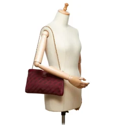 Balenciaga Vintage - Printed Jacquard Chain Bag - Red Bordeaux - Leather and Canvas Handbag - Luxury High Quality - Avvenice