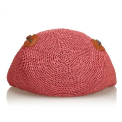 Balenciaga Vintage - Raffia Motocross Classic Bag - Brown Red - Leather and Straw Handbag - Luxury High Quality - Avvenice