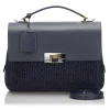 Balenciaga Vintage - Straw Le Dix Satchel - Blue Navy - Straw and Leather Handbag - Luxury High Quality - Avvenice