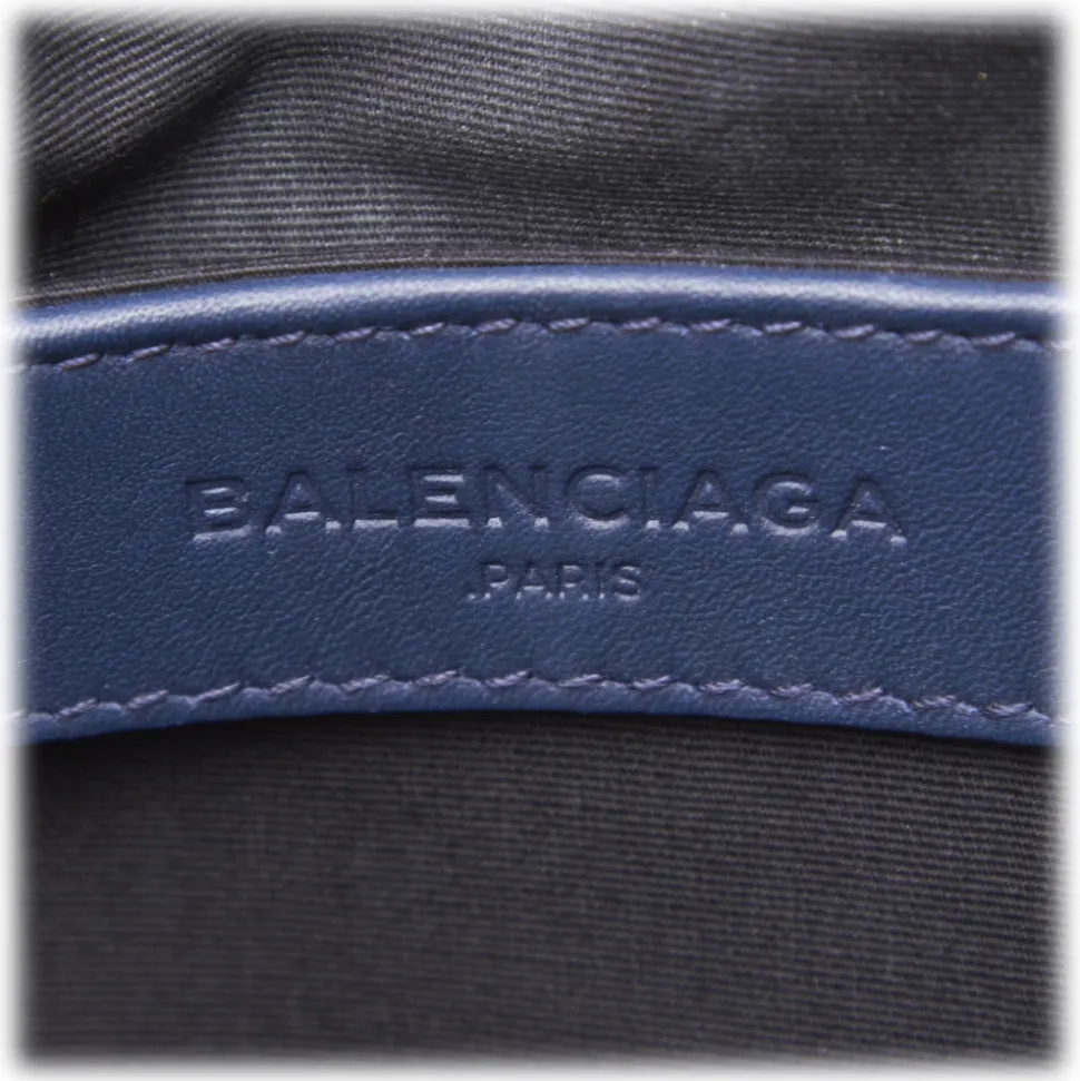 Balenciaga Vintage - Straw Le Dix Satchel - Blue Navy - Straw and Leather Handbag - Luxury High Quality - Avvenice