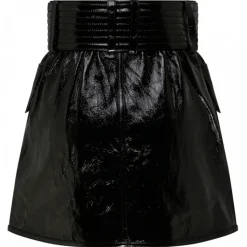 Balmain - Belted Leather Miniskirt - Black - Balmain Exclusive Luxury Collection - Avvenice
