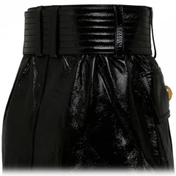 Balmain - Belted Leather Miniskirt - Black - Balmain Exclusive Luxury Collection - Avvenice