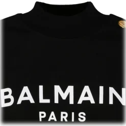 Balmain - Cotton Logo Print Cropped Sweatshirt - Black - Balmain Exclusive Luxury Collection - Avvenice