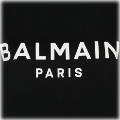 Balmain - Cotton Logo Print T-Shirt - Black White - Balmain Exclusive Luxury Collection - Avvenice