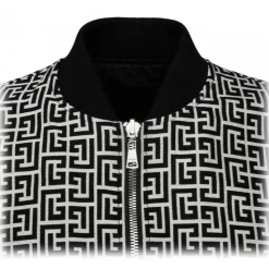 Balmain - Cotton Monogram Pattern Reversible Bomber Jacket - Black White - Balmain Exclusive Luxury Collection - Avvenice