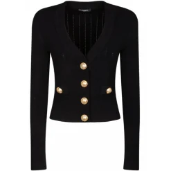 Balmain - Cropped Cardigan - Black - Balmain Exclusive Luxury Collection - Avvenice