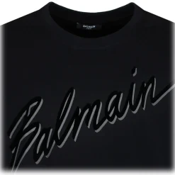 Balmain - Flocked Logo T-Shirt - Black - Balmain Exclusive Luxury Collection - Avvenice
