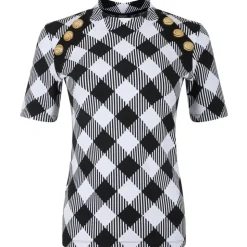 Balmain - Gingham T-Shirt - Black White - Balmain Exclusive Luxury Collection - Avvenice