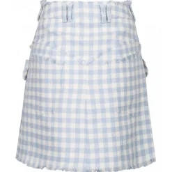 Balmain - Gingham Tweed A-Line Skirt - Blue - Balmain Exclusive Luxury Collection - Avvenice