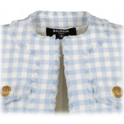 Balmain - Gingham Tweed Jacket - Blue - Balmain Exclusive Luxury Collection - Avvenice