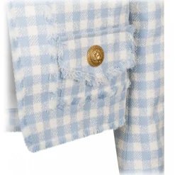 Balmain - Gingham Tweed Jacket - Blue - Balmain Exclusive Luxury Collection - Avvenice