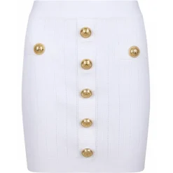 Balmain - High Waist Miniskirt - White - Balmain Exclusive Luxury Collection - Avvenice