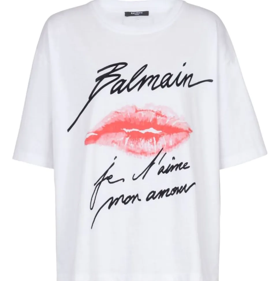 Balmain - Kiss Print T-Shirt - White - Balmain Exclusive Luxury Collection - Avvenice