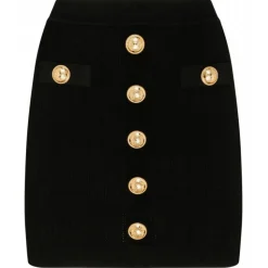 Balmain - Knitted Buttoned Mini Skirt - Black - Balmain Exclusive Luxury Collection - Avvenice