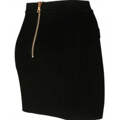 Balmain - Knitted Buttoned Mini Skirt - Black - Balmain Exclusive Luxury Collection - Avvenice