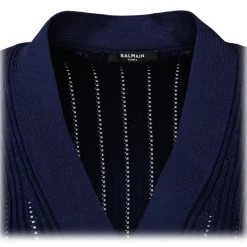 Balmain - Knitted Construction Cropped Cardigan - Navy Blue - Balmain Exclusive Luxury Collection - Avvenice