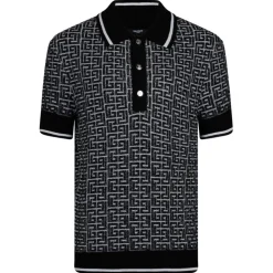 Balmain - Labyrinth Knitted Polo Shirt - Black - Balmain Exclusive Luxury Collection - Avvenice
