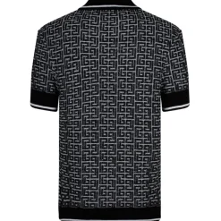Balmain - Labyrinth Knitted Polo Shirt - Black - Balmain Exclusive Luxury Collection - Avvenice