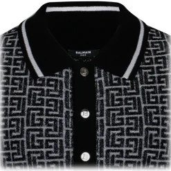 Balmain - Labyrinth Knitted Polo Shirt - Black - Balmain Exclusive Luxury Collection - Avvenice
