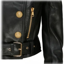 Balmain - Leather Perfecto Cropped Jacket - Black - Balmain Exclusive Luxury Collection - Avvenice