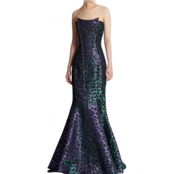 Balmain - Leopard Print Strapless Long Dress - Balmain Exclusive Luxury Collection - Avvenice