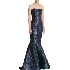 Balmain - Leopard Print Strapless Long Dress - Balmain Exclusive Luxury Collection - Avvenice