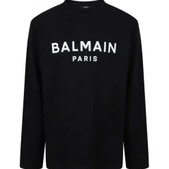 Balmain - Logo Print Longsleeves T-Shirt - Black - Balmain Exclusive Luxury Collection - Avvenice