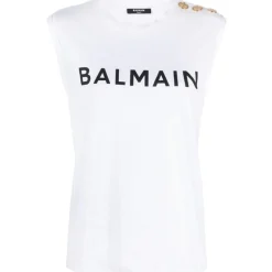 Balmain - Logo Print Tank Top - White - Balmain Exclusive Luxury Collection - Avvenice