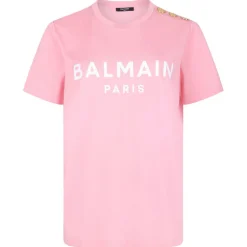 Balmain - Logo Print T-Shirt - Light Pink - Balmain Exclusive Luxury Collection - Avvenice