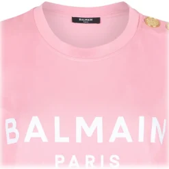 Balmain - Logo Print T-Shirt - Light Pink - Balmain Exclusive Luxury Collection - Avvenice