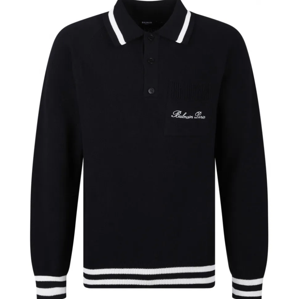 Balmain - Longsleeves Polo Shirt - Black - Balmain Exclusive Luxury Collection - Avvenice