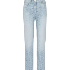 Balmain - Monogram Denim Straight Pants - Light Blue - Balmain Exclusive Luxury Collection - Avvenice