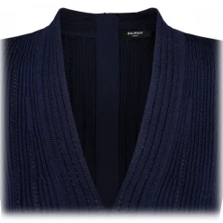Balmain - Ribbed Knit Mini Dress - Navy Blue - Balmain Exclusive Luxury Collection - Avvenice