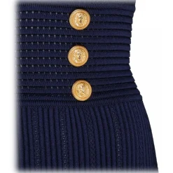 Balmain - Ribbed Knit Mini Dress - Navy Blue - Balmain Exclusive Luxury Collection - Avvenice