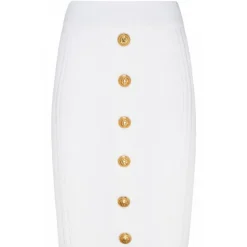 Balmain - Ribbed Knit Pencil Skirt - White - Balmain Exclusive Luxury Collection - Avvenice