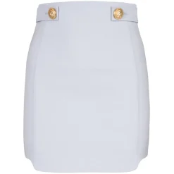 Balmain - Short Wool Skirt with Golden Buttons - Blue - Exclusive Luxury Collection - Avvenice