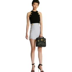 Balmain - Short Wool Skirt with Golden Buttons - Blue - Exclusive Luxury Collection - Avvenice