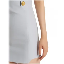 Balmain - Short Wool Skirt with Golden Buttons - Blue - Exclusive Luxury Collection - Avvenice