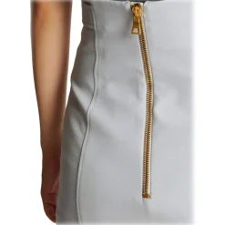 Balmain - Short Wool Skirt with Golden Buttons - Blue - Exclusive Luxury Collection - Avvenice