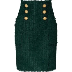 Balmain - Tweed Pencil Skirt - Dark Green - Balmain Exclusive Luxury Collection - Avvenice