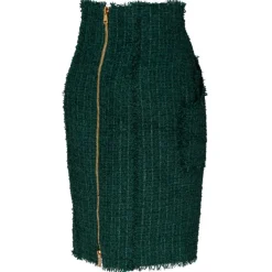 Balmain - Tweed Pencil Skirt - Dark Green - Balmain Exclusive Luxury Collection - Avvenice