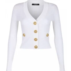 Balmain - V Neck Cardigan - White - Balmain Exclusive Luxury Collection - Avvenice