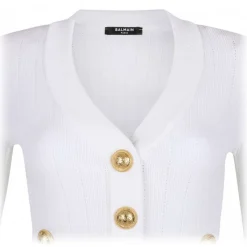 Balmain - V Neck Cardigan - White - Balmain Exclusive Luxury Collection - Avvenice